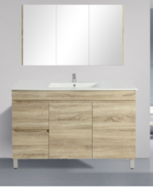 Berge Timber Wood Grain Vanity Set White Oak Slim Width